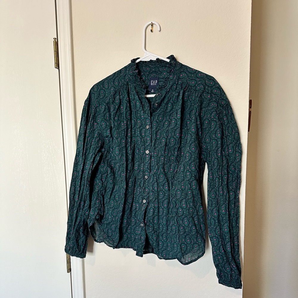 Gap teal, navy, purple blouse